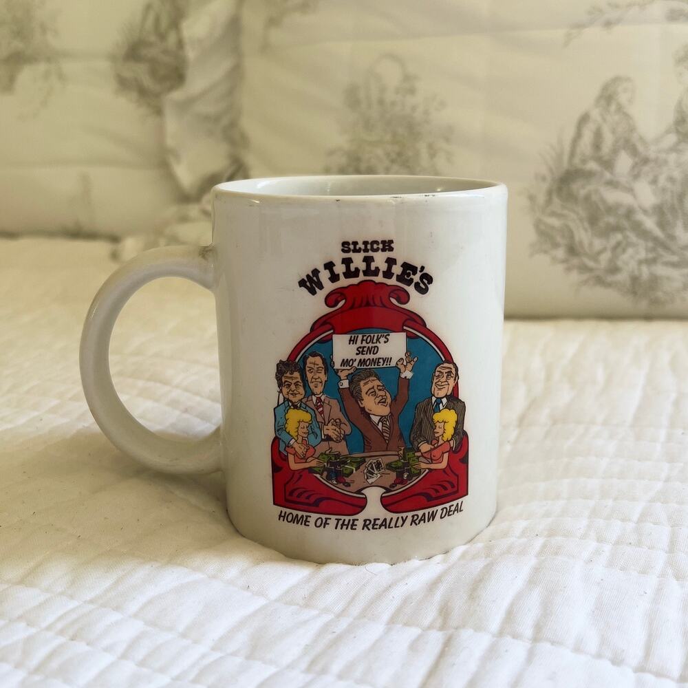 Vintage 1990s Slick Willie's Mug Bill Clinton Gag Gift Joke Coffee Cup